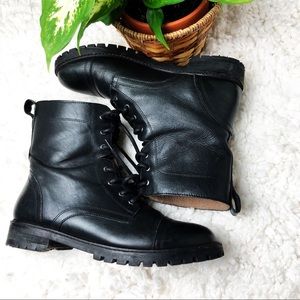 H & M | genuine leather combat boots 9.5